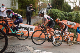 Anouska Koster (NED) in the break on Mur de Huy at the 2020 La Flèche Wallonne Femmes, a 124 km road race in Huy, Belgium on September 30, 2020. Photo by Sean Robinson/velofocus.com
