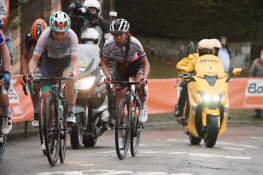 Anouska Koster (NED) in the break on Mur de Huy at the 2020 La Flèche Wallonne Femmes, a 124 km road race in Huy, Belgium on September 30, 2020. Photo by Sean Robinson/velofocus.com