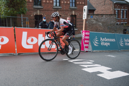 Anouska Koster (NED) on the Mur de Huy at the 2020 La Flèche Wallonne Femmes, a 124 km road race in Huy, Belgium on September 30, 2020. Photo by Sean Robinson/velofocus.com